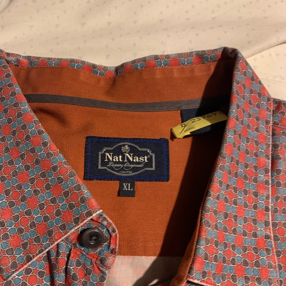 Nat Nast Silk Red and Blue Dress Shirt